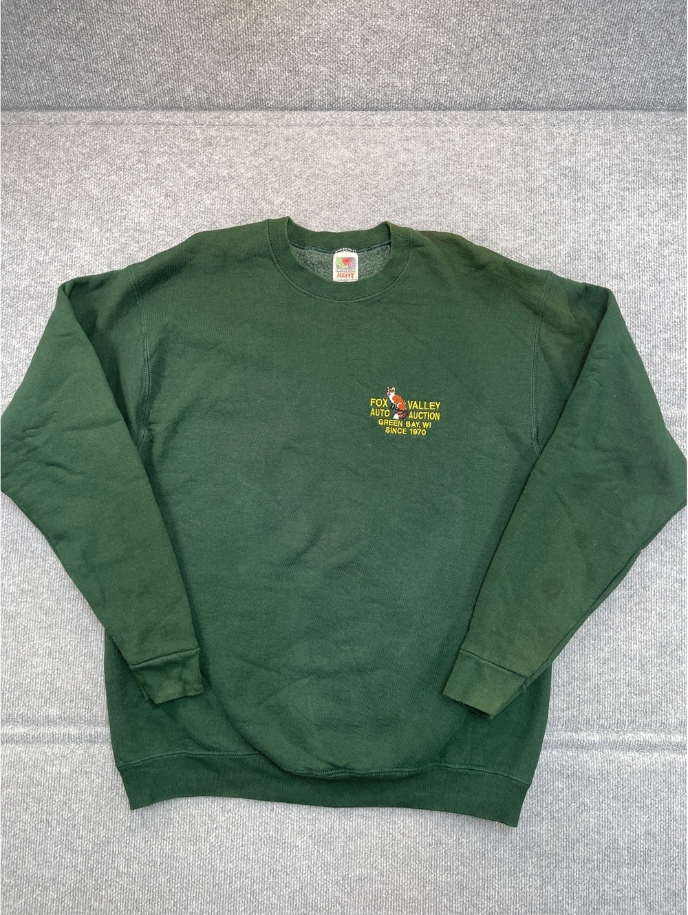 Vintage Fruit of the Loom Sweatshirt Green Fox Valley Auto Auction Green Bay WI